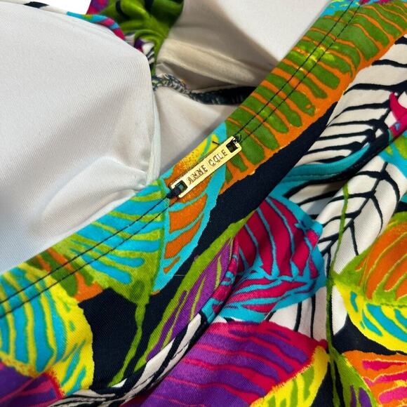 Women's Anne Cole Live in Color Twist Front Bandeau Tankini Halter Top Size XL - Picture 5 of 7